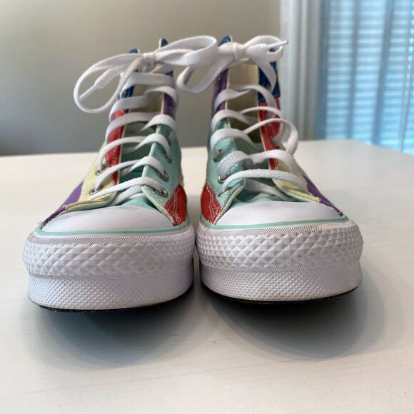 Converse Kids Chuck Taylor Hi‎ Multicolor Color Block Sneakers A02026C US Size 6 - Picture 6 of 11